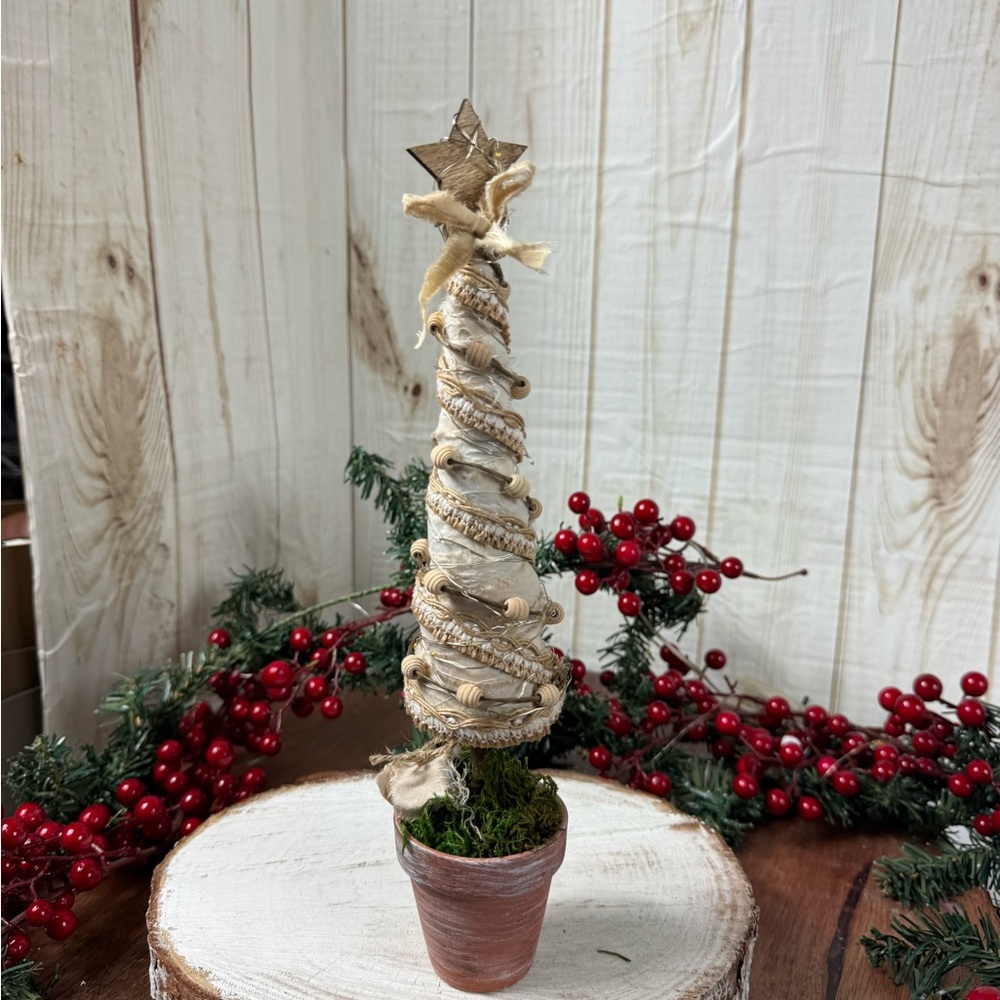 Rustic Twine Christmas Tree with Star Topper